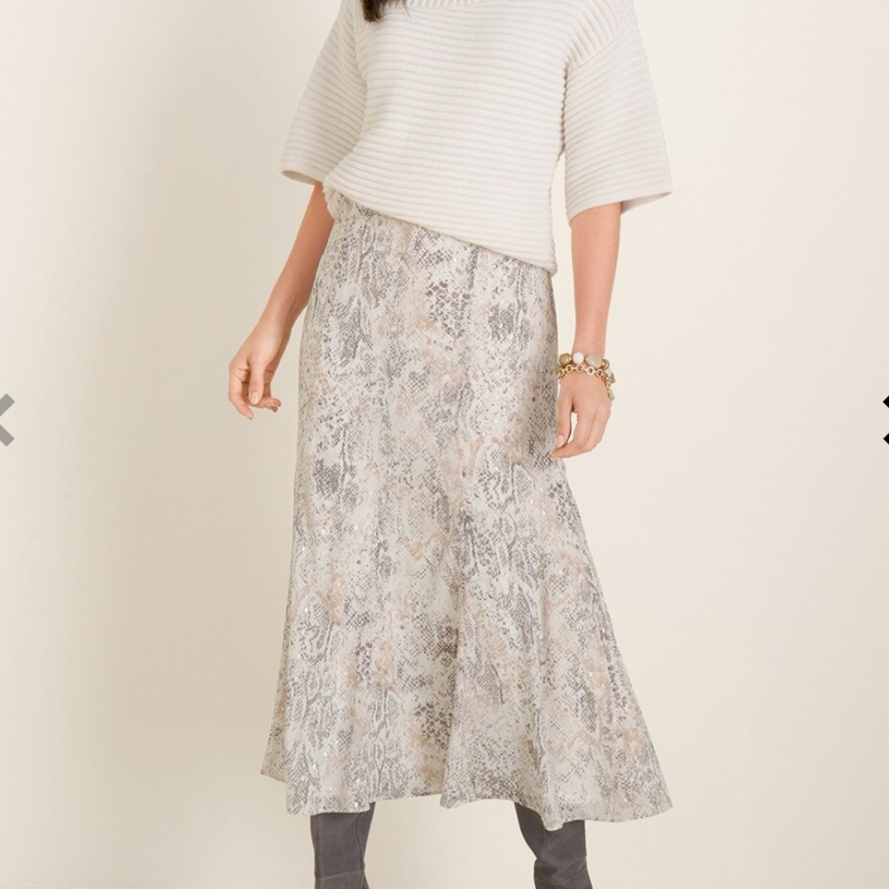 NWOT Faux Snakeskin Print Midi Skirt